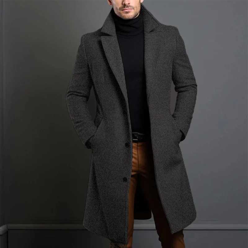 Aaron | Men’s Long Wool Coat – Slim Fit - Image 3