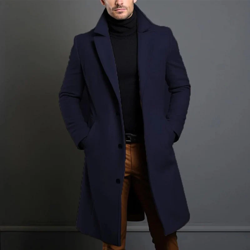 Aaron | Men’s Long Wool Coat – Slim Fit - Image 4