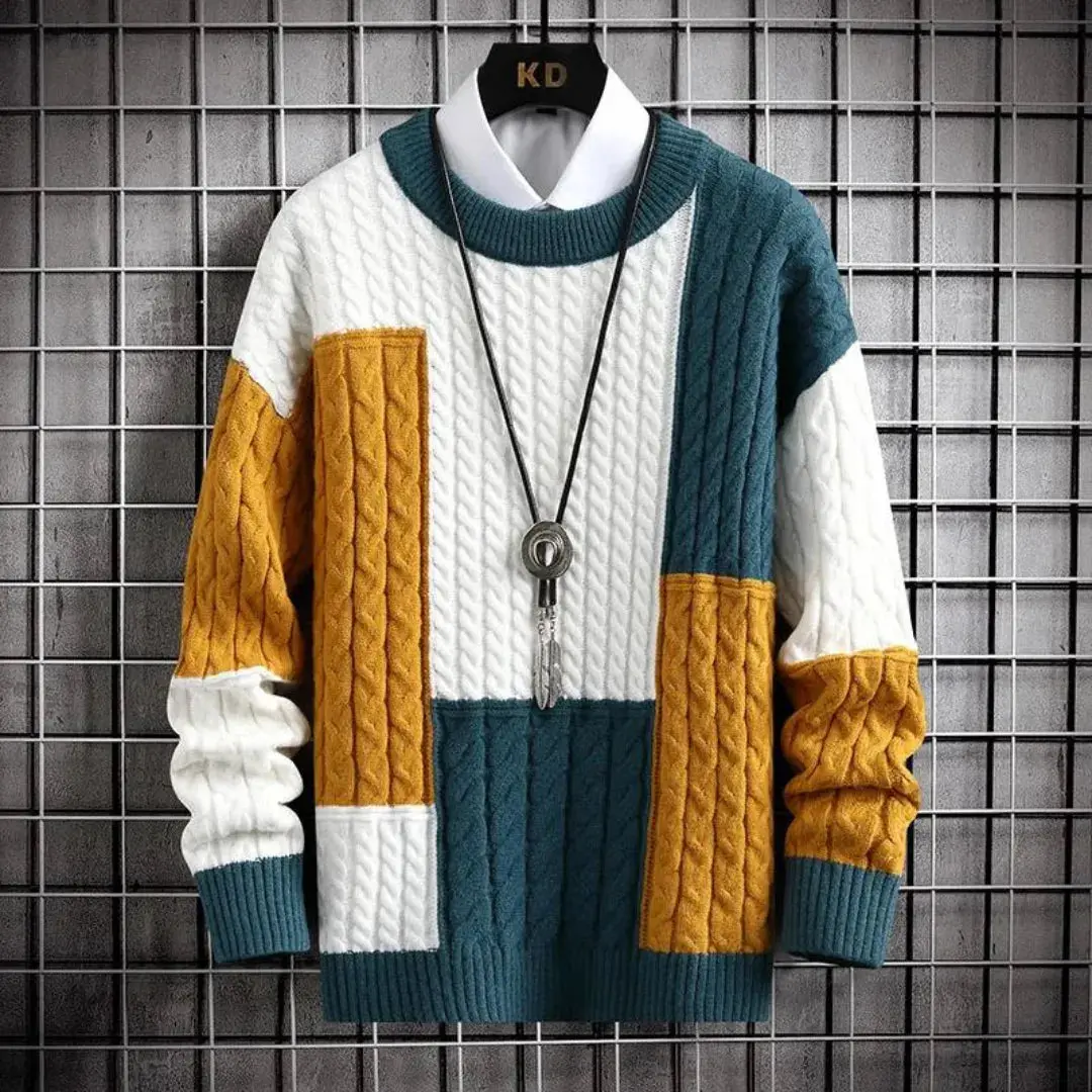 Steve | Men’s Patchwork Crewneck Sweater