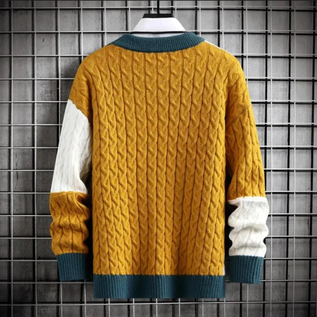 Steve | Men’s Patchwork Crewneck Sweater - Image 4
