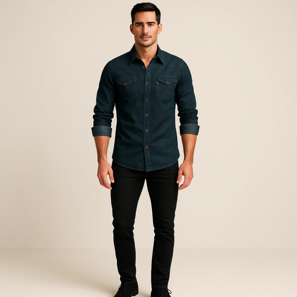 Ashlin | Men’s Denim Casual Shirt - Image 10