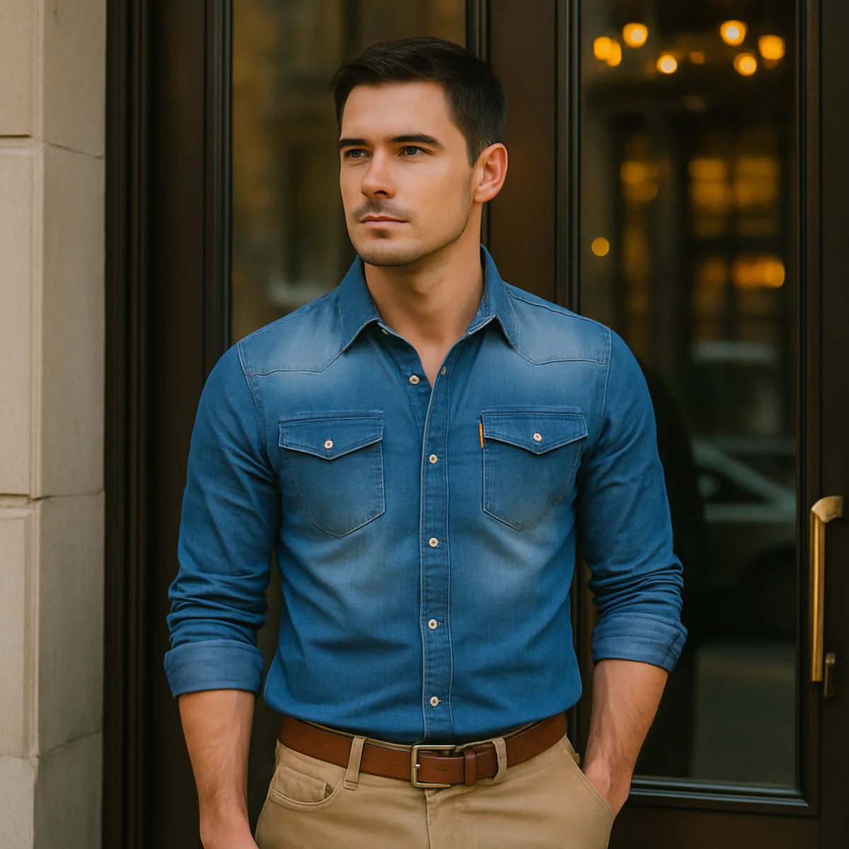 Ashlin | Men’s Denim Casual Shirt - Image 12