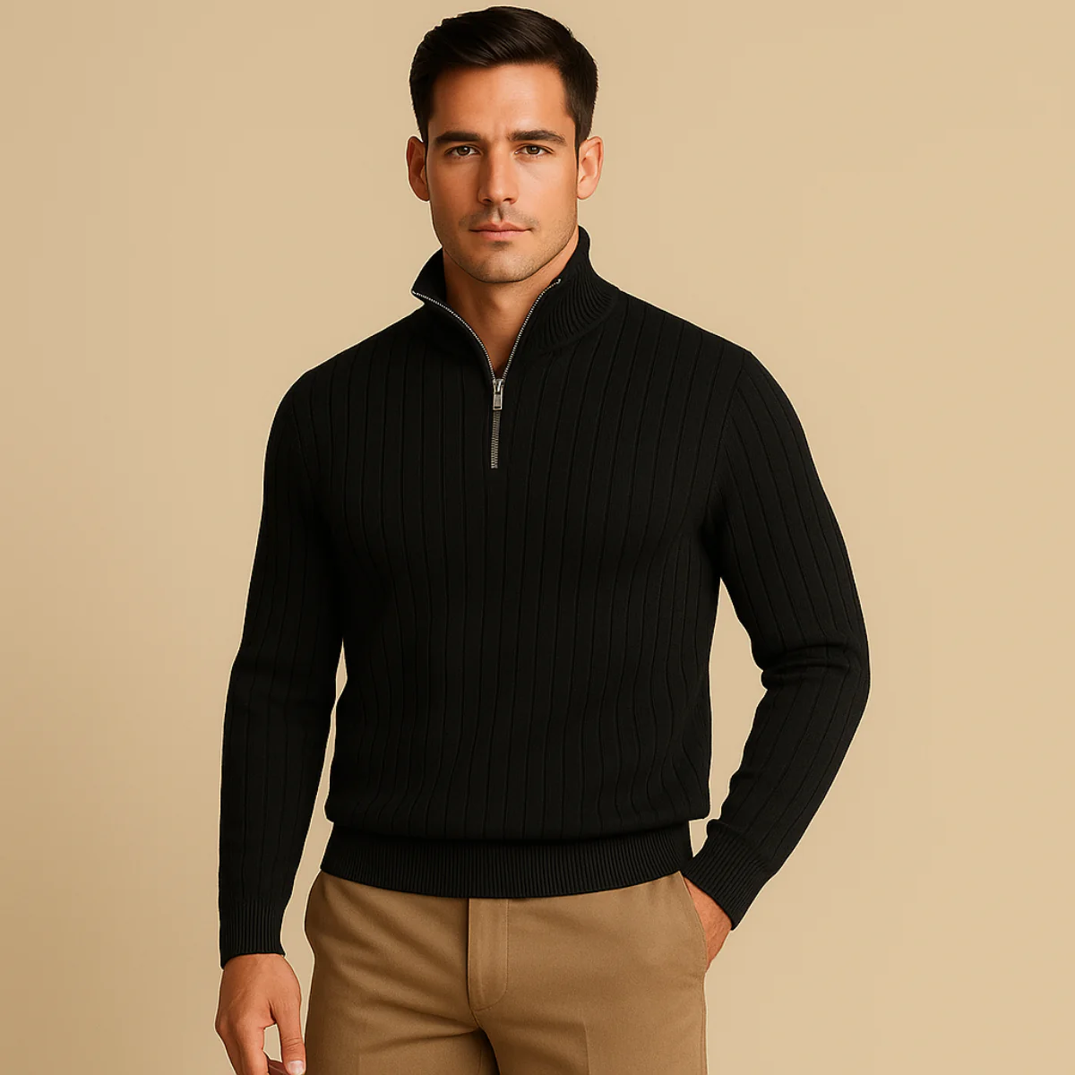Ashtin | Men’s Ribbed Half Zip Jumper - Image 11