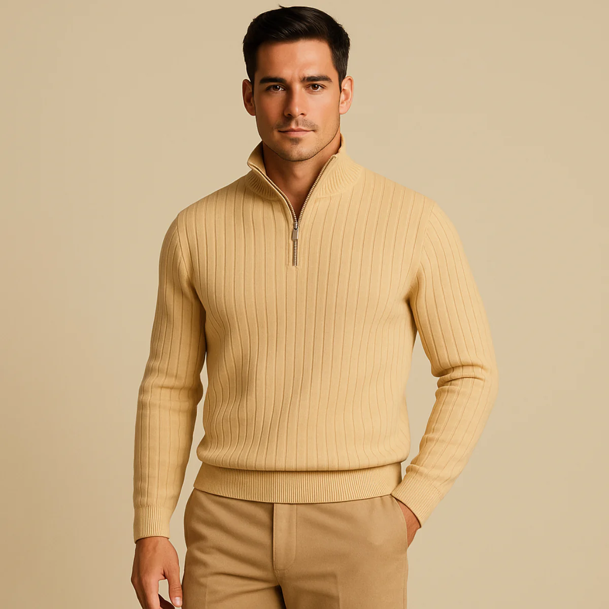 Ashtin | Men’s Ribbed Half Zip Jumper - Image 12
