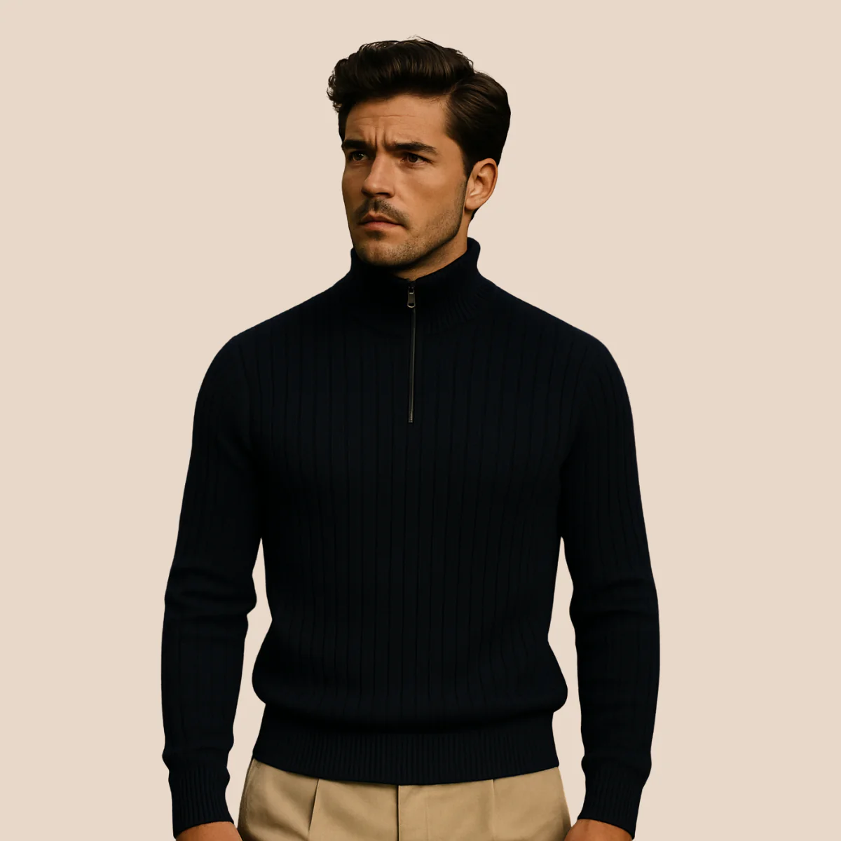 Ashtin | Men’s Ribbed Half Zip Jumper - Image 14