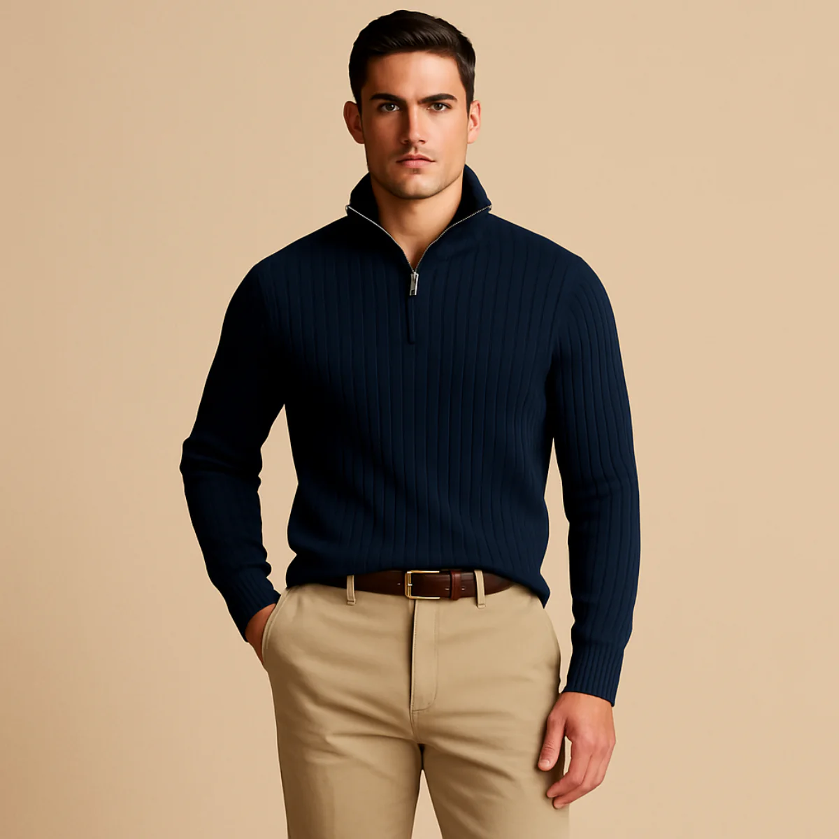 Ashtin | Men’s Ribbed Half Zip Jumper - Image 9