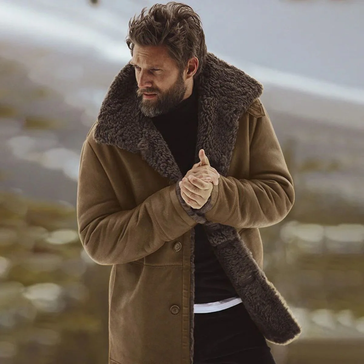 Aspeno | Men’s Shearling Winter Coat - Image 4