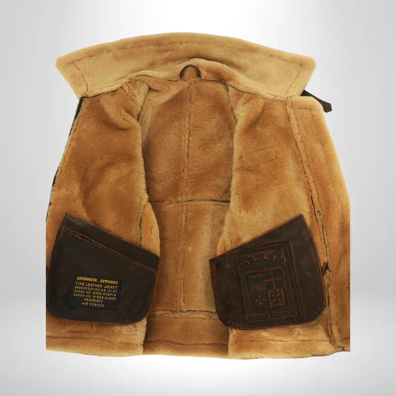 Aurelius | Men’s Leather Aviator Jacket with Shearling Collar - Image 7