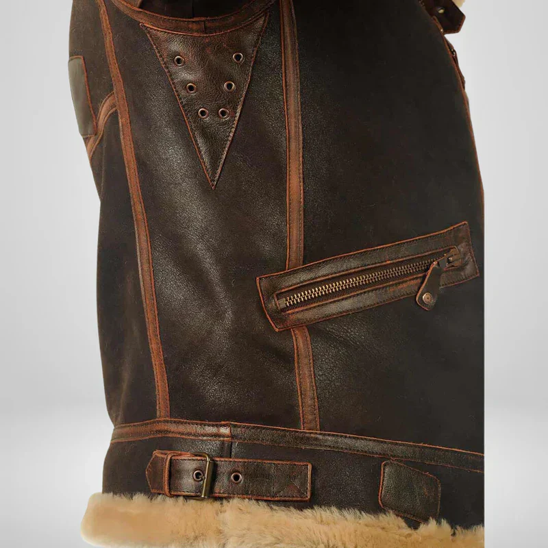 Aurelius | Men’s Leather Aviator Jacket with Shearling Collar - Image 9