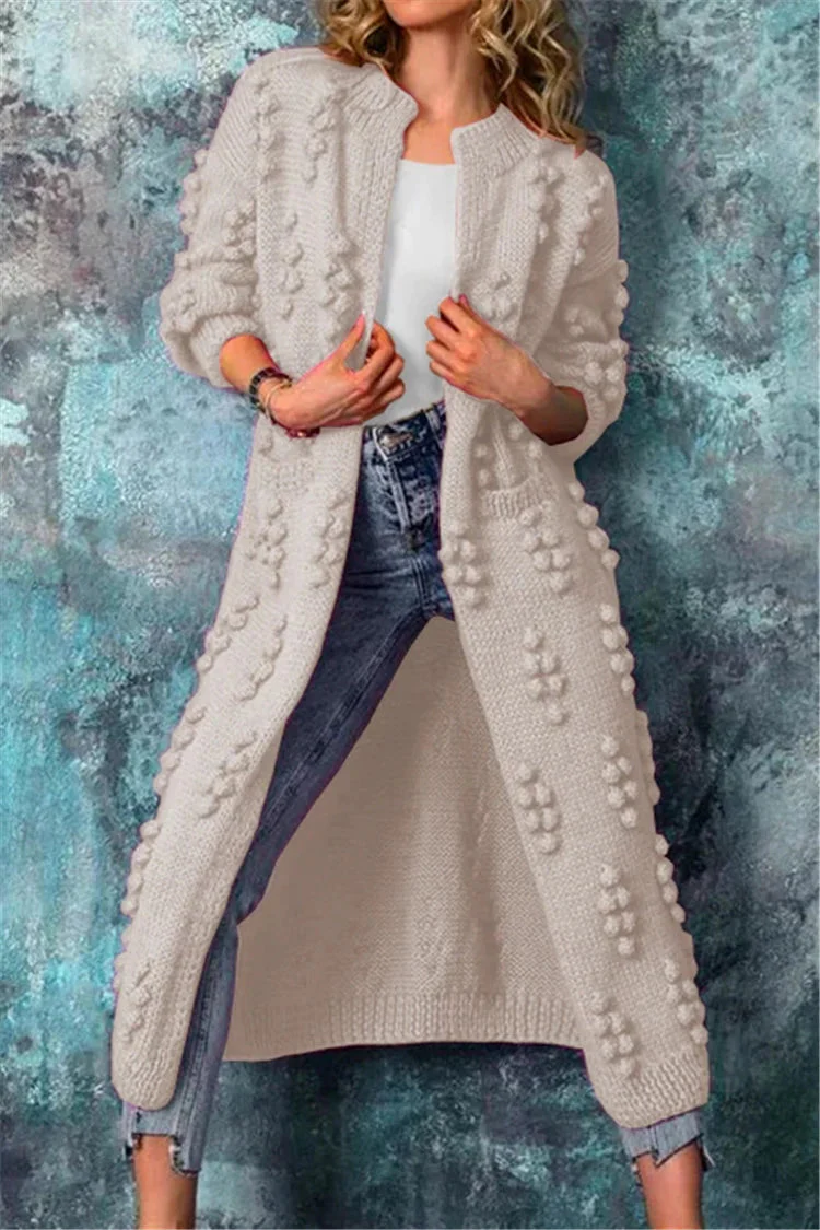Auria | Women’s Winter Long Knitted Cardigan with Poms - Image 3
