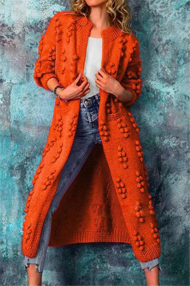 Auria | Women’s Winter Long Knitted Cardigan with Poms - Image 5