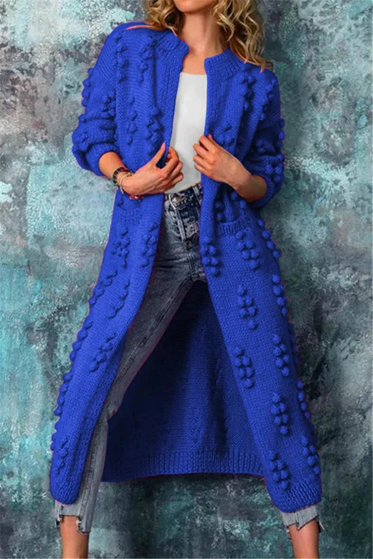 Auria | Women’s Winter Long Knitted Cardigan with Poms - Image 6