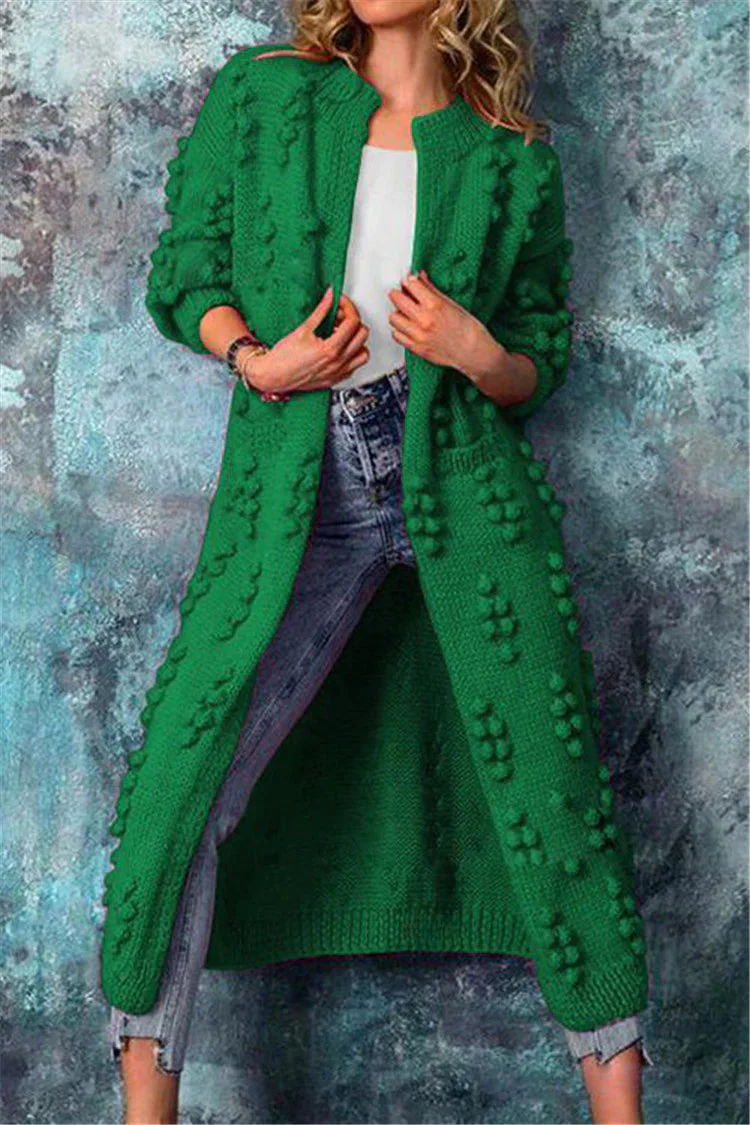 Auria | Women’s Winter Long Knitted Cardigan with Poms - Image 7