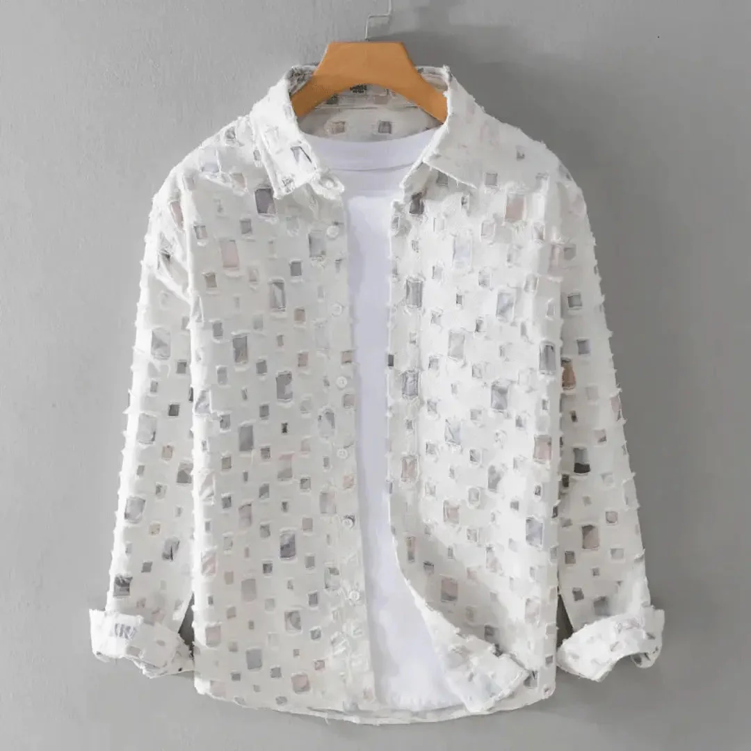 Auric | Men’s Premium Frayed Denim Shirt - Image 2