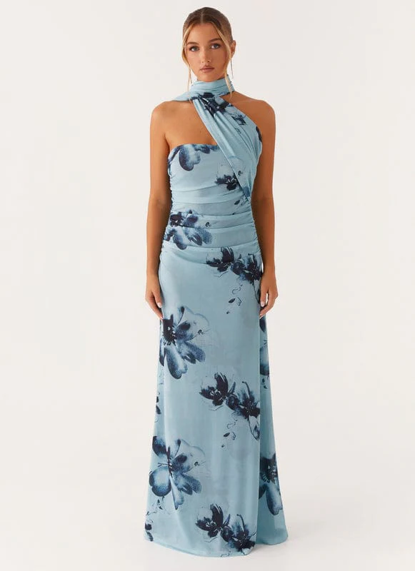 Aveloria | Floral Sleeveless Maxi Dress in Blue-Black - Image 3