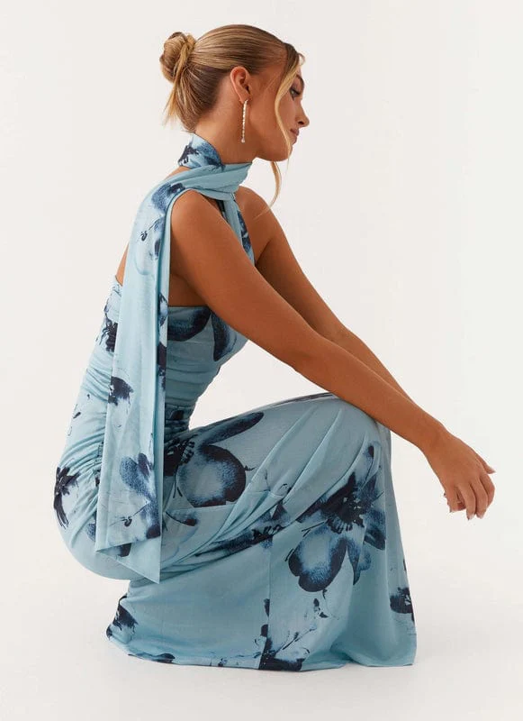 Aveloria | Floral Sleeveless Maxi Dress in Blue-Black - Image 4
