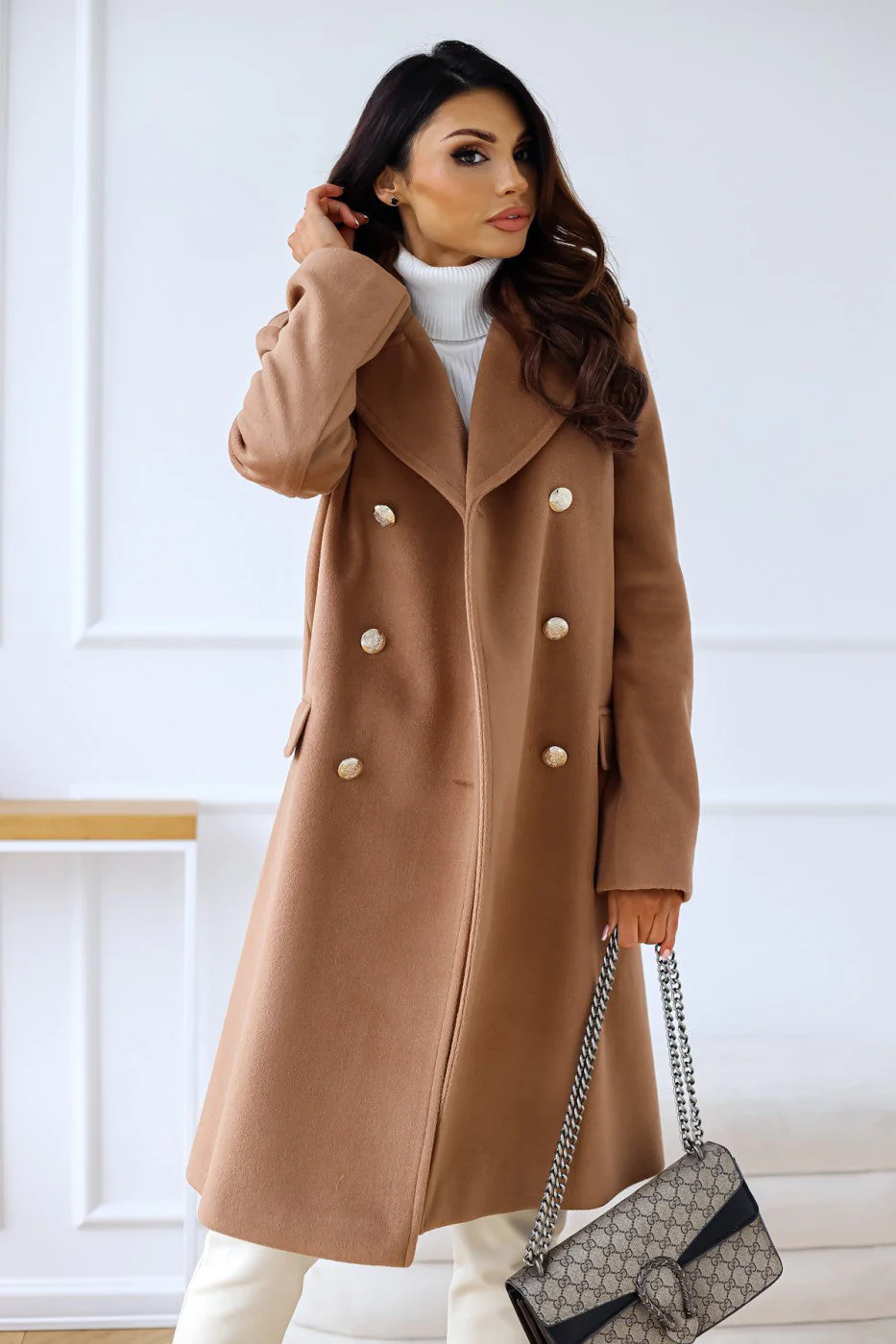 Azora | Women’s Double-Breasted Wool Trench Coat - Image 2