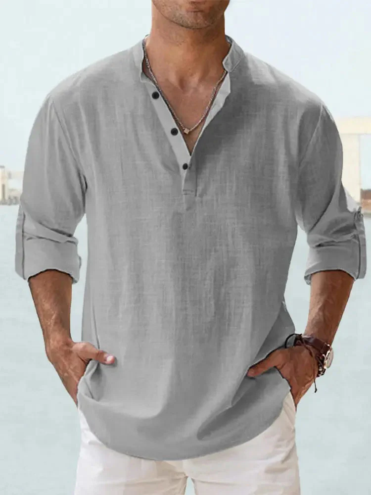 Benzon | Men’s Relaxed Long-Sleeve Summer Shirt - Image 3