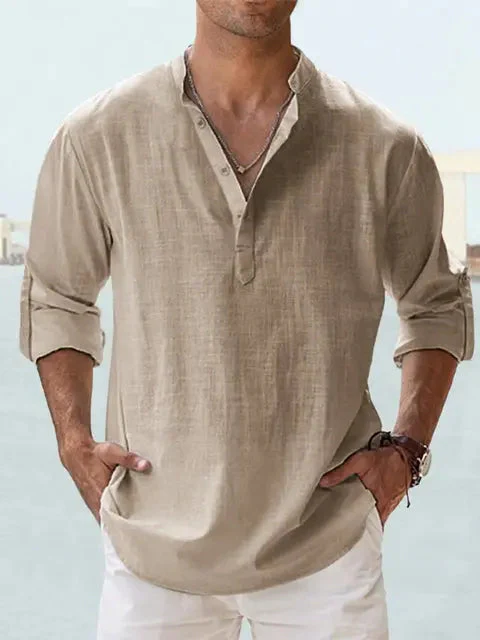 Benzon | Men’s Relaxed Long-Sleeve Summer Shirt - Image 8