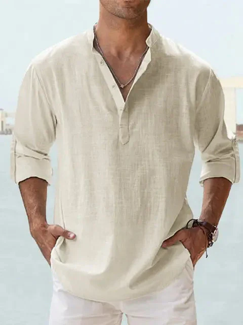 Benzon | Men’s Relaxed Long-Sleeve Summer Shirt - Image 9