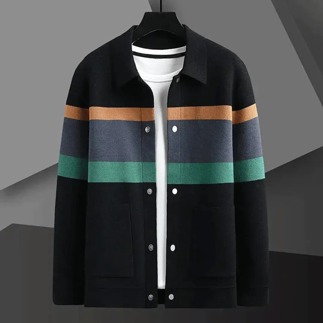 Bruno | Men’s Luxury Jacquard Knit Cardigan - Image 2