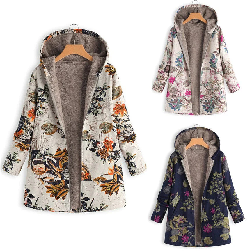 Casandra | Women’s Winter Floral Coat with Hood - Image 11