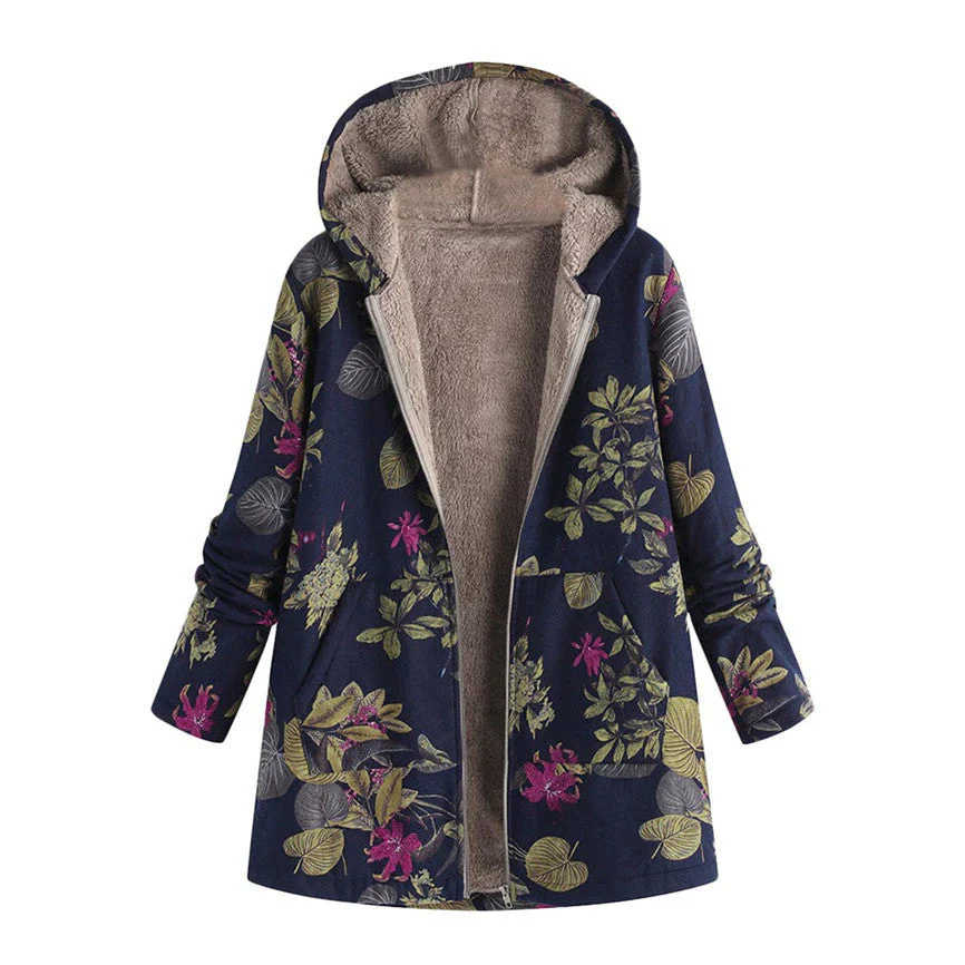 Casandra | Women’s Winter Floral Coat with Hood - Image 2