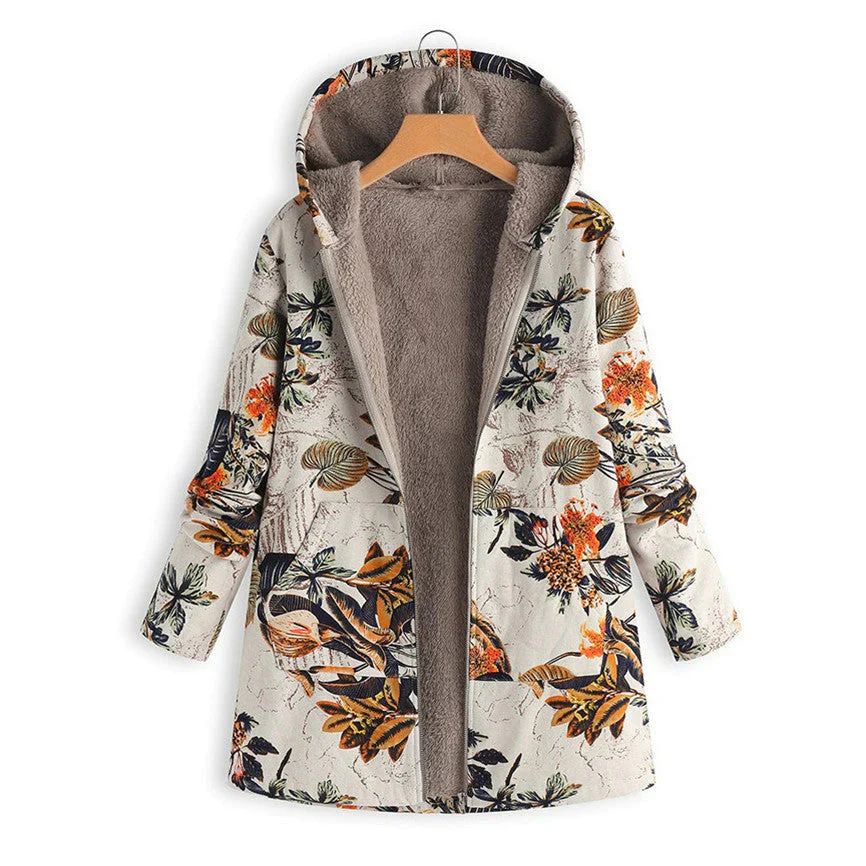 Casandra | Women’s Winter Floral Coat with Hood - Image 3