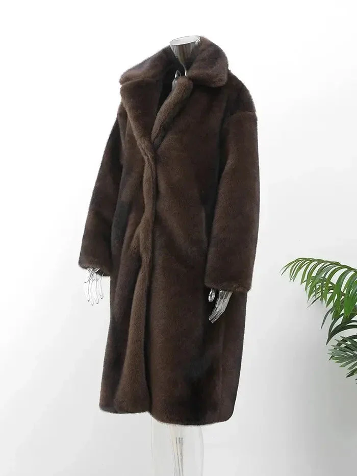 Celestian | Women’s Long Faux Fur Coat - Image 5