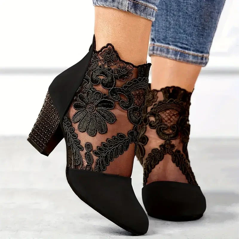 Charlene | Women’s Handmade Floral Lace Heels - Image 2