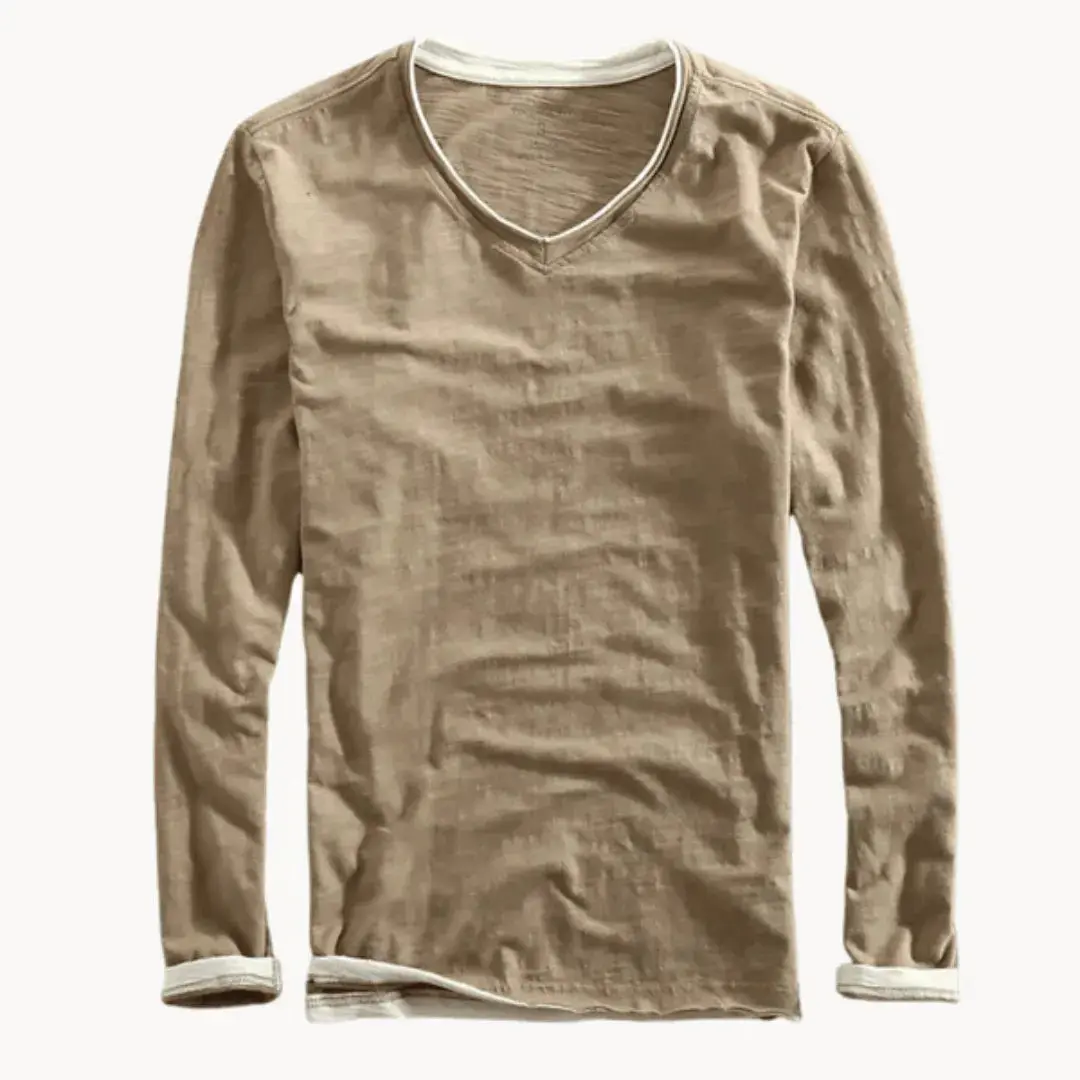 Corvino | Men’s Contrast-Trim Cotton Shirt - Image 2