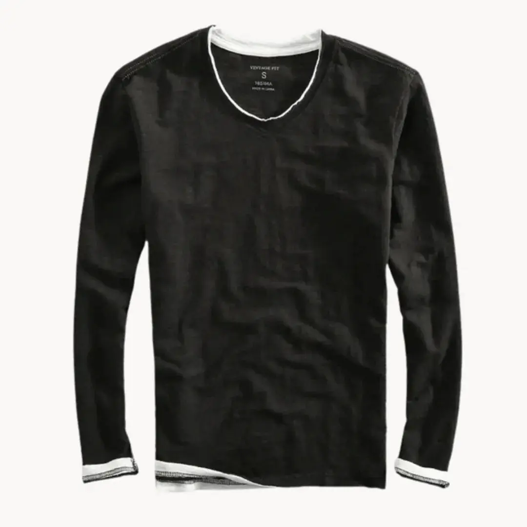 Corvino | Men’s Contrast-Trim Cotton Shirt - Image 3