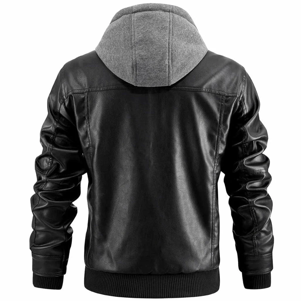 Daan | Men’s Hooded Leather-Style Jacket - Image 4