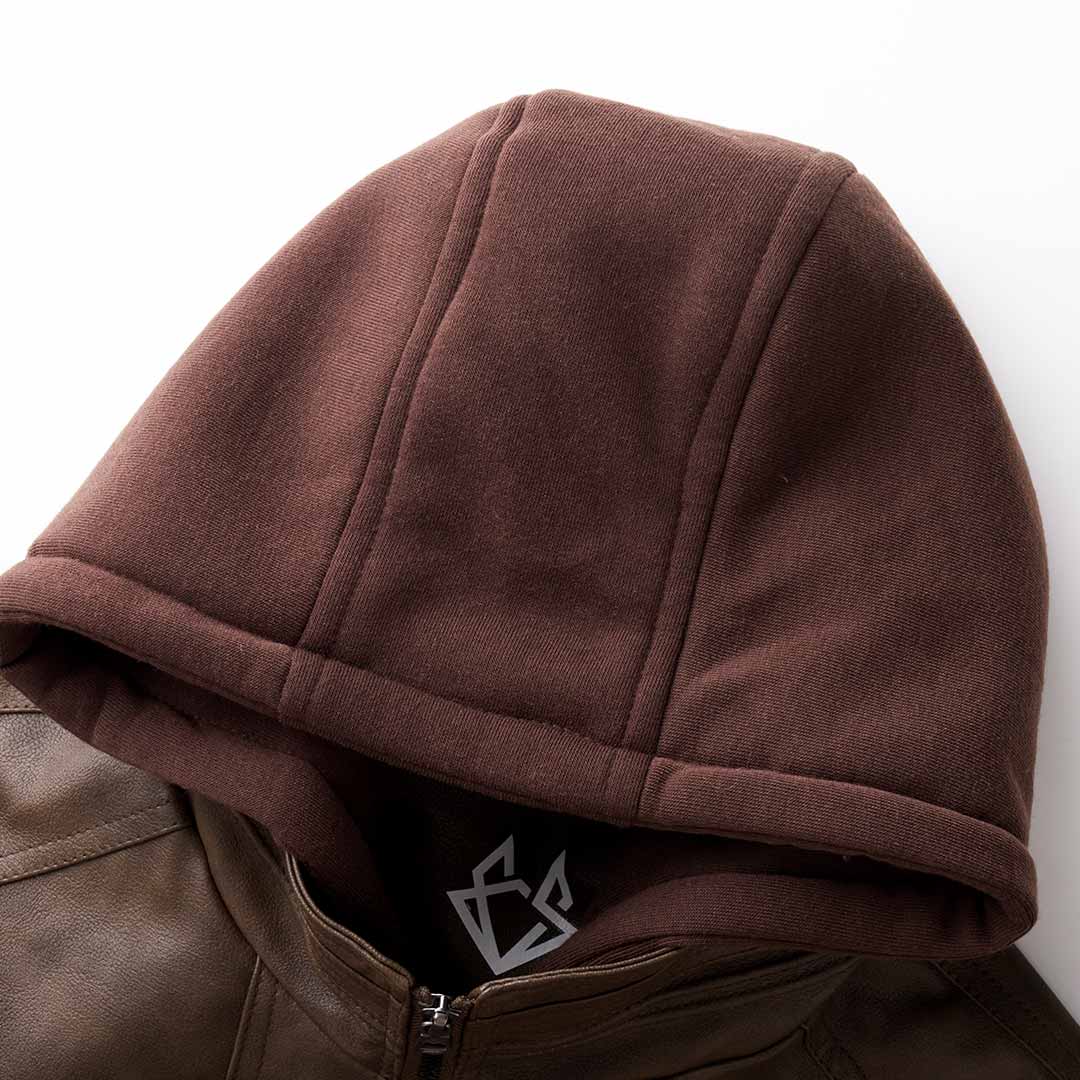 Daan | Men’s Hooded Leather-Style Jacket - Image 5