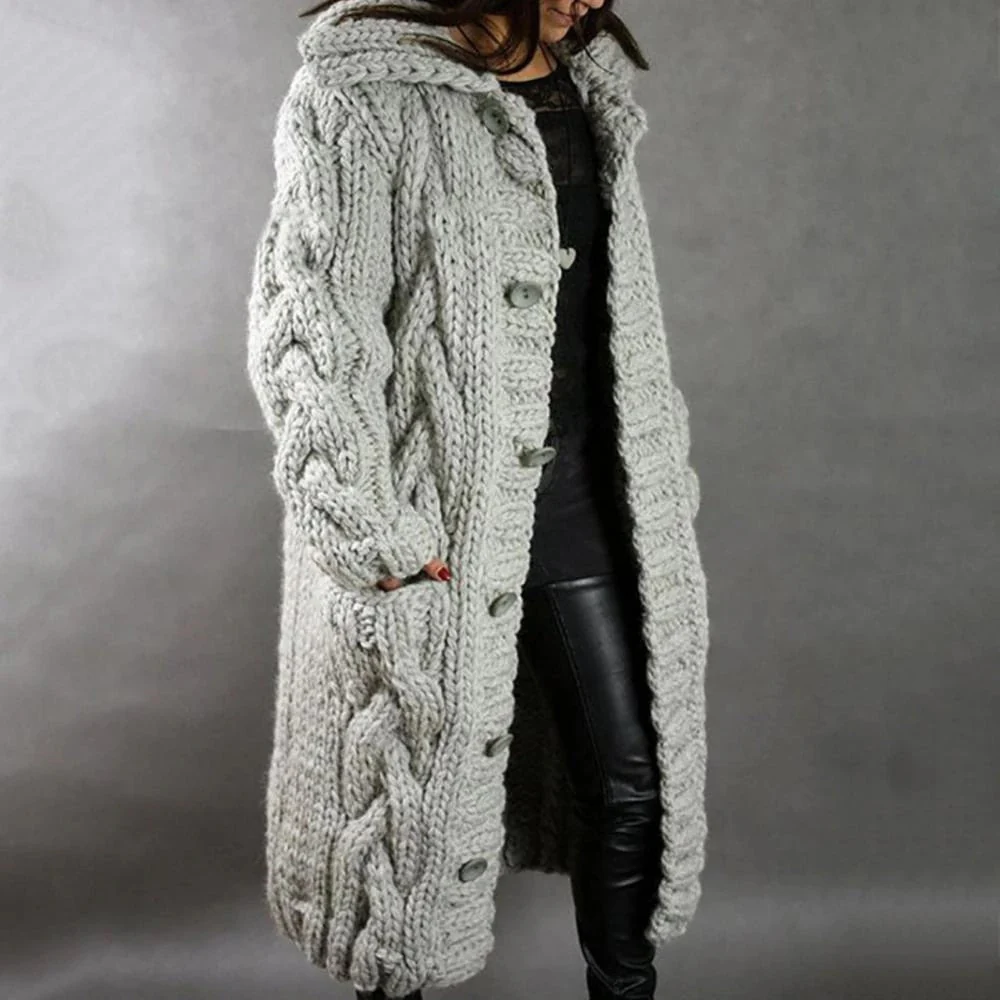 Dayanara | Women’s Oversized Cable Knit Button Cardigan - Image 2