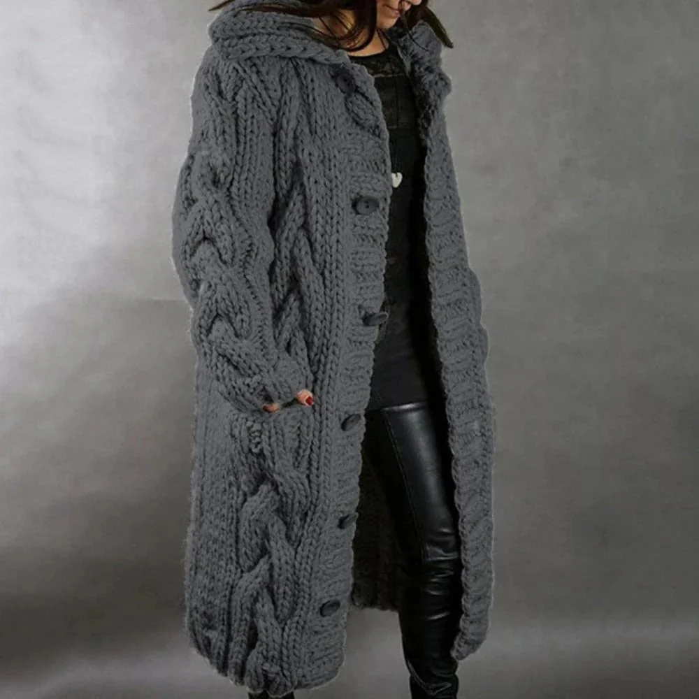 Dayanara | Women’s Oversized Cable Knit Button Cardigan - Image 3