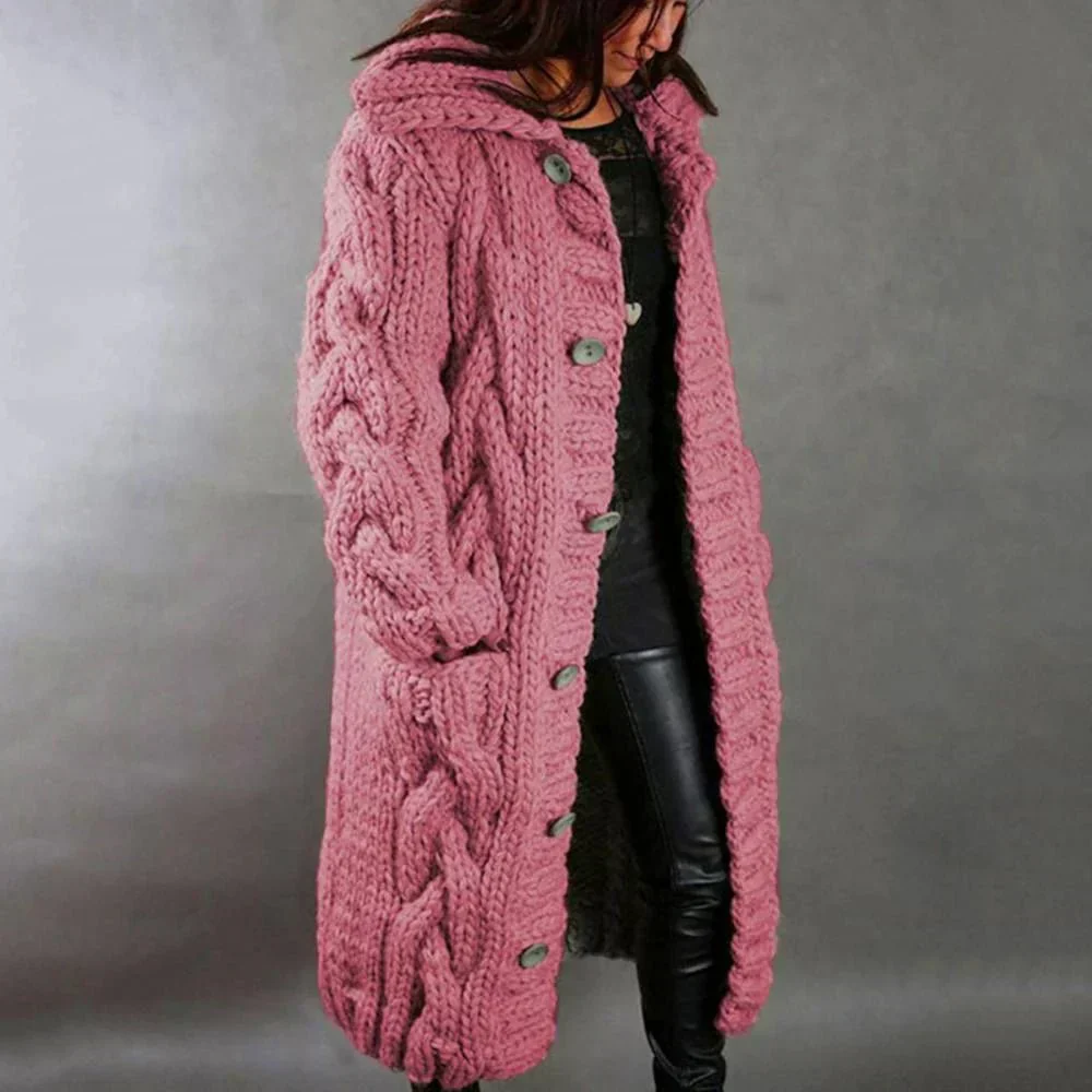Dayanara | Women’s Oversized Cable Knit Button Cardigan - Image 4