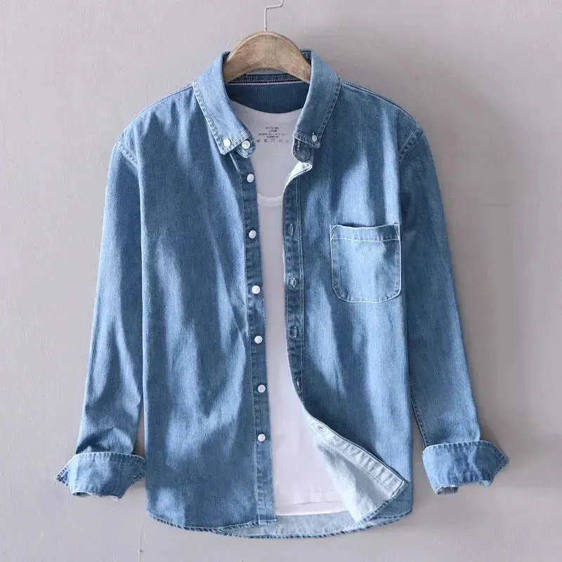 Dean | Men’s Pure Cotton Denim Shirt - Image 2