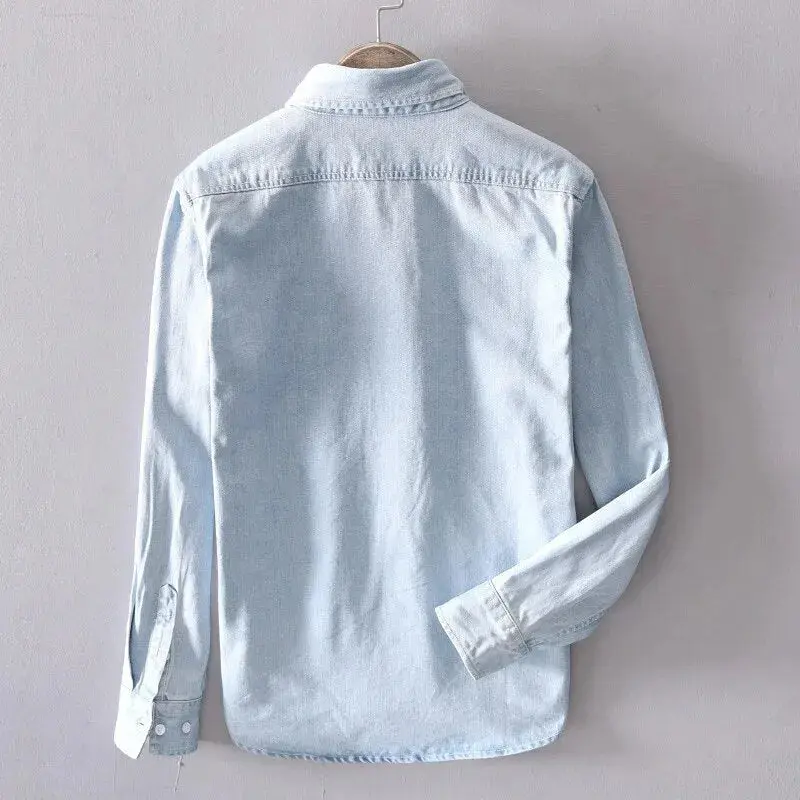 Dean | Men’s Pure Cotton Denim Shirt - Image 4