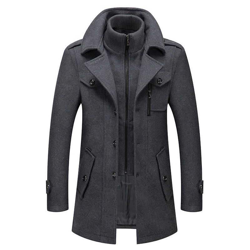 Edric | Men’s Wool Coat with Stand Collar