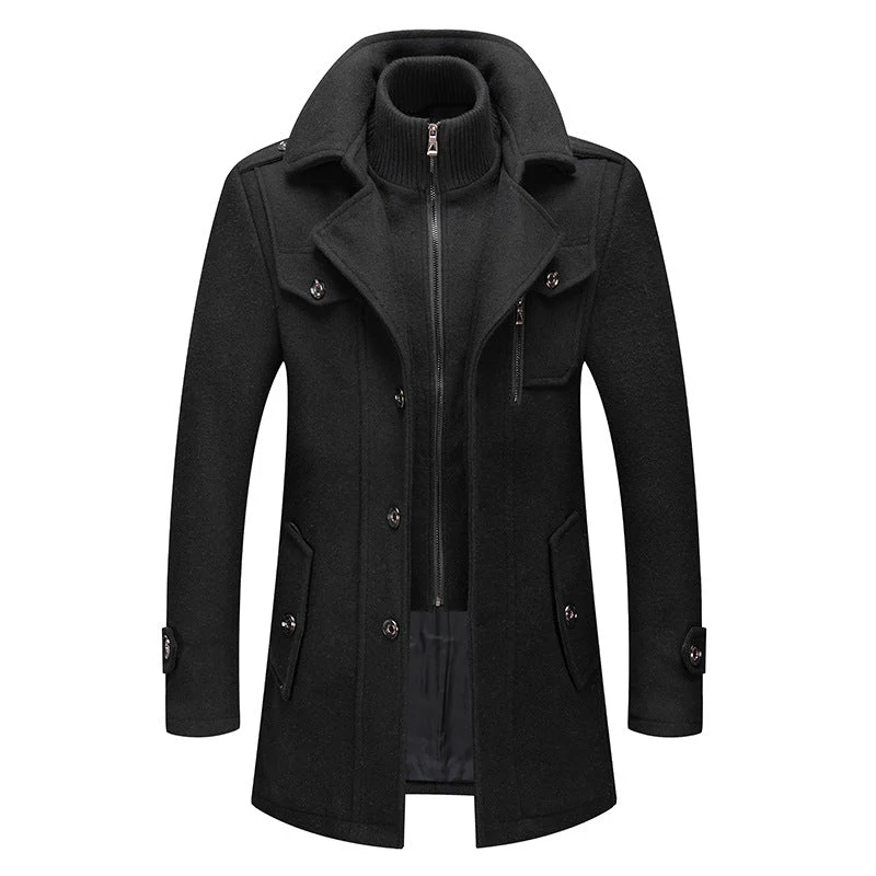 Edric | Men’s Wool Coat with Stand Collar - Image 2