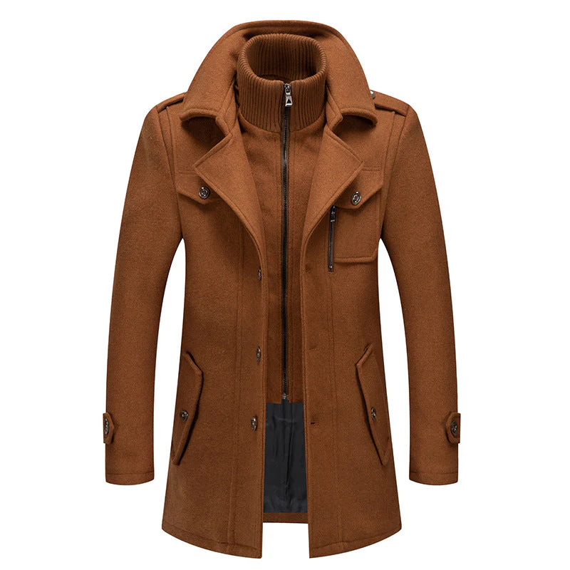 Edric | Men’s Wool Coat with Stand Collar - Image 3