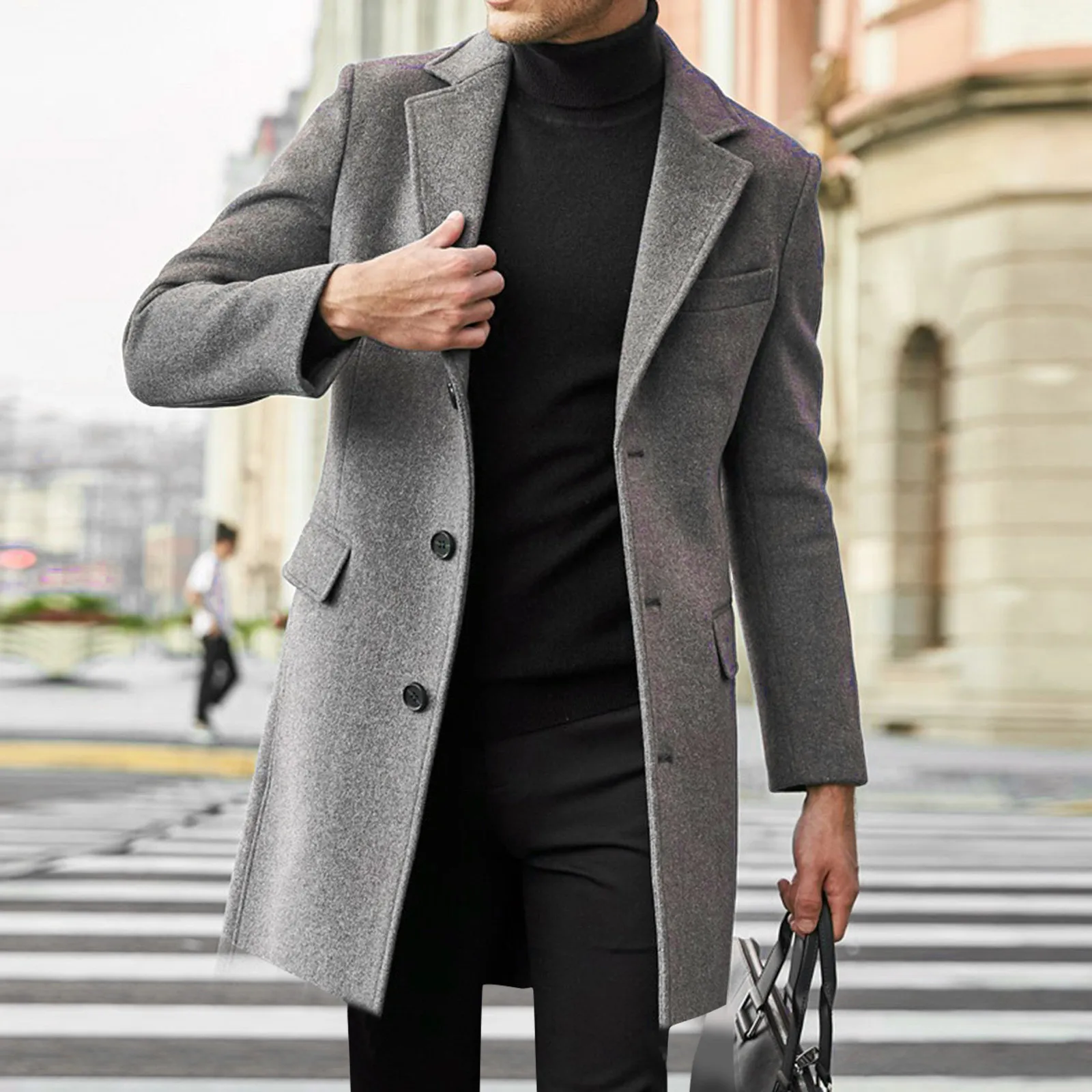Eduardo | Men’s Elegant Wool-Blend Overcoat - Image 2