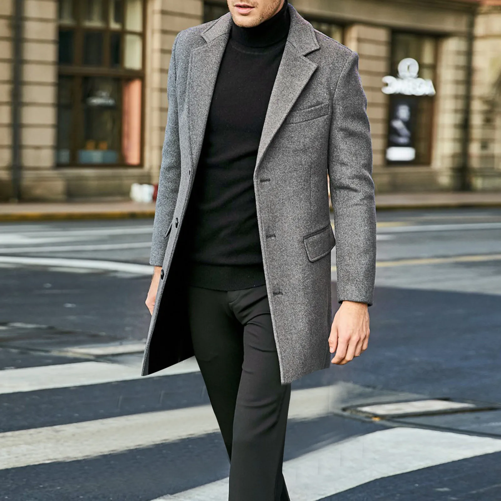 Eduardo | Men’s Elegant Wool-Blend Overcoat - Image 3