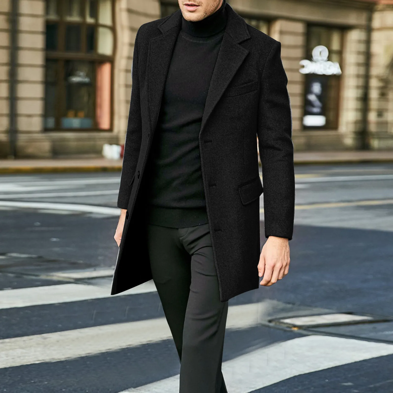 Eduardo | Men’s Elegant Wool-Blend Overcoat - Image 4