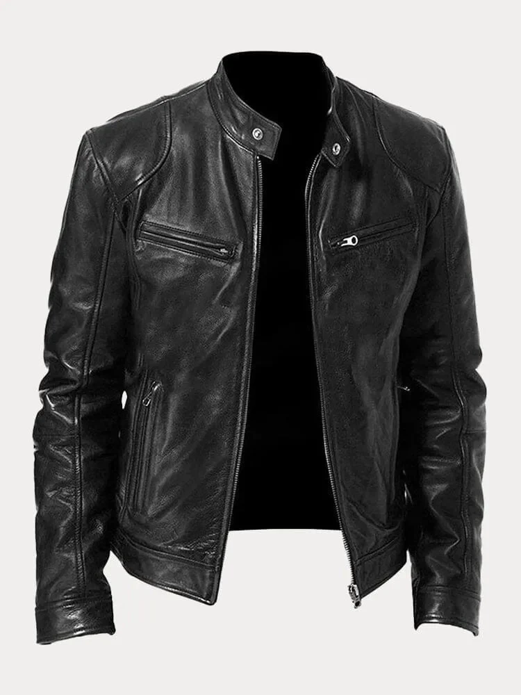 Enrique | Men’s Classic Leather Moto Jacket - Image 4