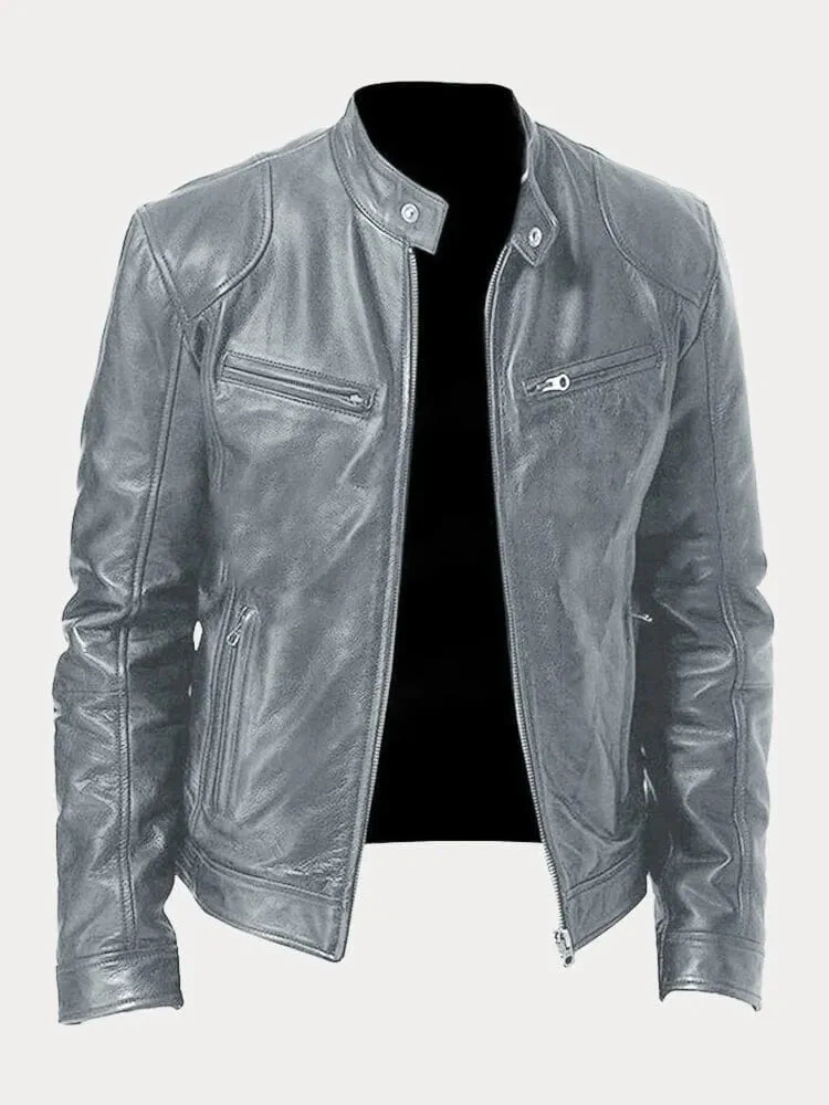 Enrique | Men’s Classic Leather Moto Jacket - Image 5