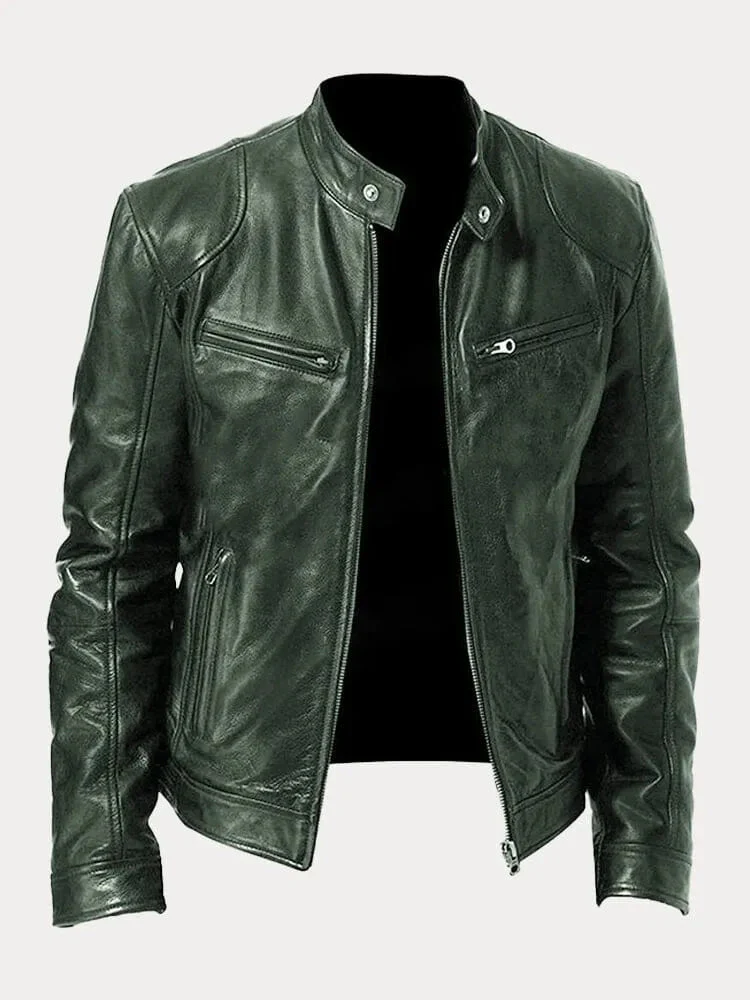 Enrique | Men’s Classic Leather Moto Jacket - Image 7