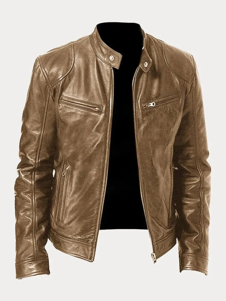 Enrique | Men’s Classic Leather Moto Jacket - Image 9