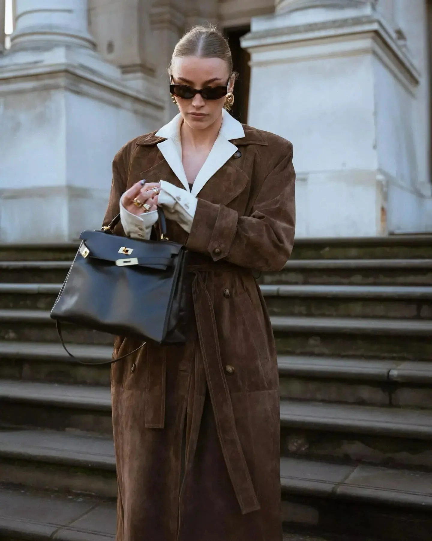 Elvira | Women’s Suede Trench Coat – Classic Elegance for Cooler Days